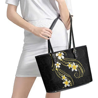 Polynesia Tattoo With Plumeria Leather Tote Bag Elegant Vibes LT14 - Polynesian Pride