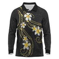 Polynesia Tattoo With Plumeria Long Sleeve Polo Shirt Elegant Vibes