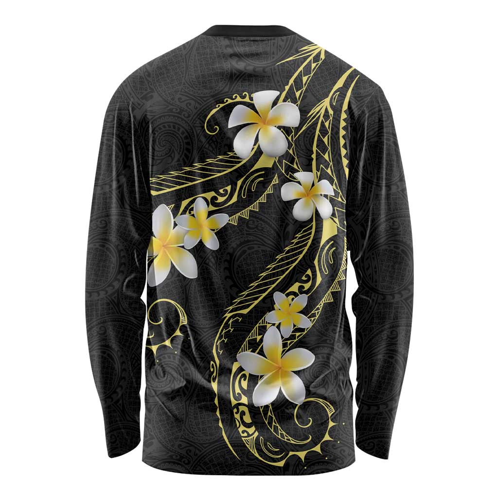 Polynesia Tattoo With Plumeria Long Sleeve Shirt Elegant Vibes LT14 - Polynesian Pride