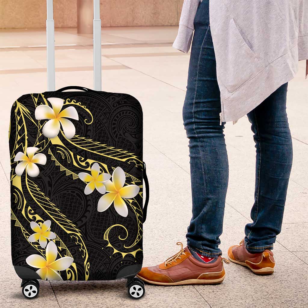 Polynesia Tattoo With Plumeria Luggage Cover Elegant Vibes LT14 Black - Polynesian Pride