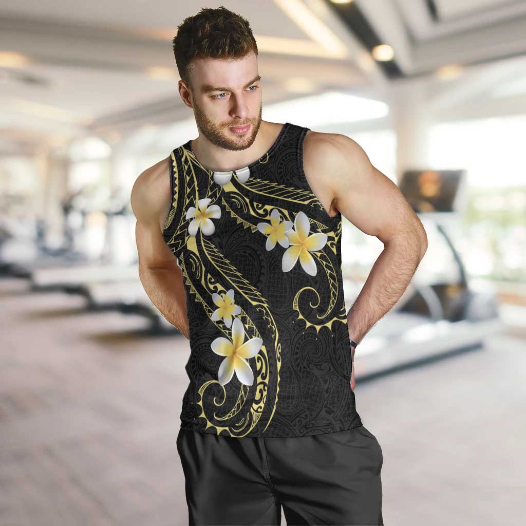 Polynesia Tattoo With Plumeria Men Tank Top Elegant Vibes LT14 Black - Polynesian Pride