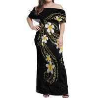 Polynesia Tattoo With Plumeria Off Shoulder Maxi Dress Elegant Vibes