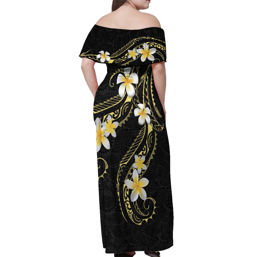 Polynesia Tattoo With Plumeria Off Shoulder Maxi Dress Elegant Vibes