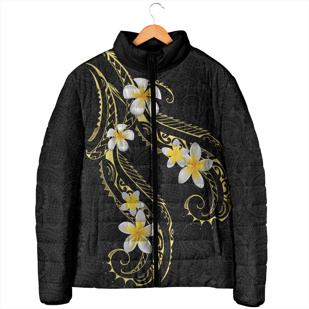 Polynesia Tattoo With Plumeria Padded Jacket Elegant Vibes LT14 - Polynesian Pride
