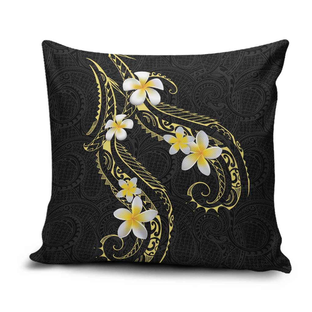 Polynesia Tattoo With Plumeria Pillow Cover Elegant Vibes LT14 Black - Polynesian Pride