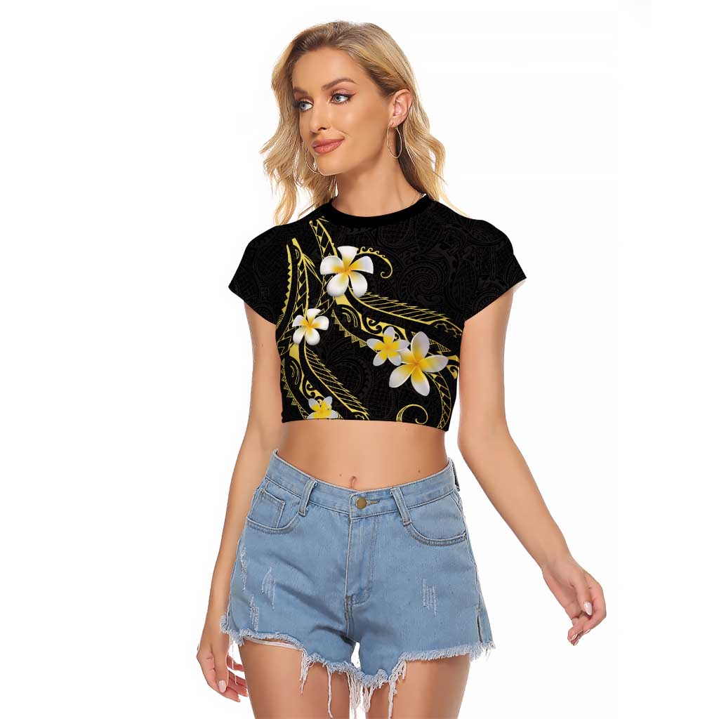 Polynesia Tattoo With Plumeria Raglan Cropped T Shirt Elegant Vibes