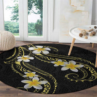 Polynesia Tattoo With Plumeria Round Carpet Elegant Vibes