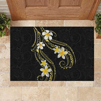 Polynesia Tattoo With Plumeria Rubber Doormat Elegant Vibes LT14 Black - Polynesian Pride