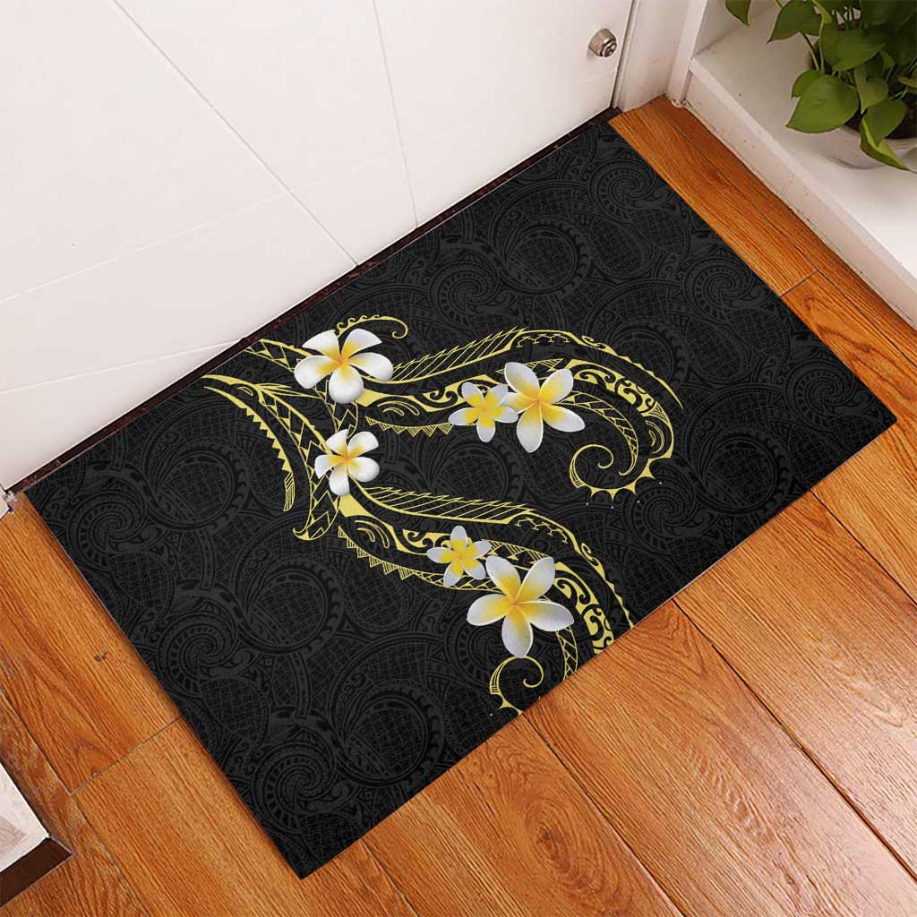 Polynesia Tattoo With Plumeria Rubber Doormat Elegant Vibes LT14 - Polynesian Pride