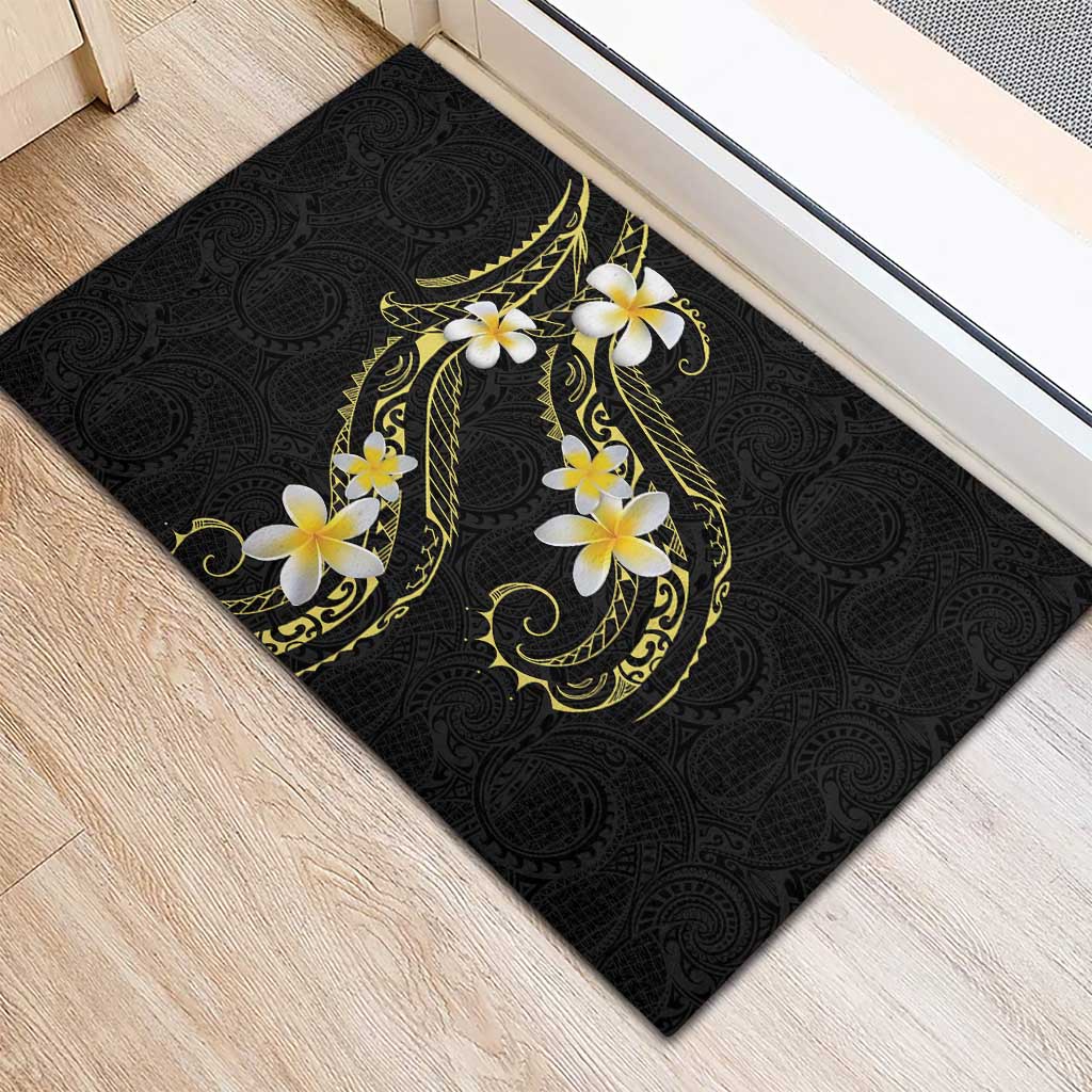 Polynesia Tattoo With Plumeria Rubber Doormat Elegant Vibes LT14 - Polynesian Pride