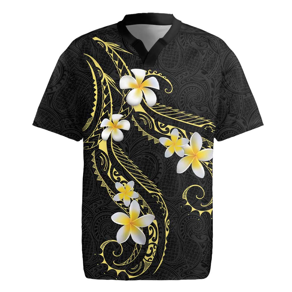 Polynesia Tattoo With Plumeria Rugby Jersey Elegant Vibes