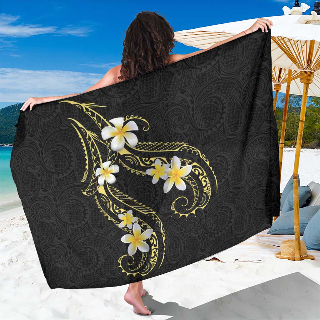Polynesia Tattoo With Plumeria Sarong Elegant Vibes LT14 One Size 44 x 66 inches Black - Polynesian Pride