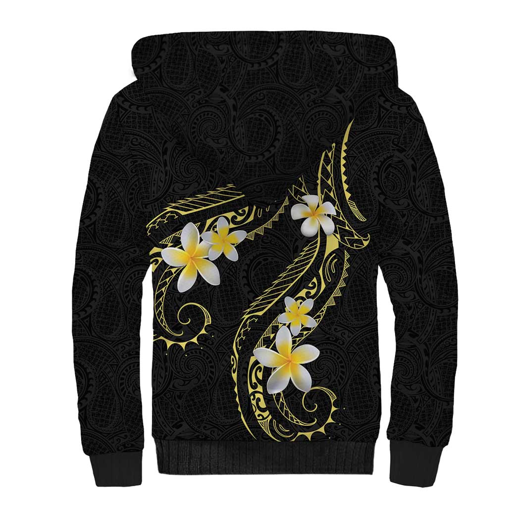 Polynesia Tattoo With Plumeria Sherpa Hoodie Elegant Vibes LT14 - Polynesian Pride