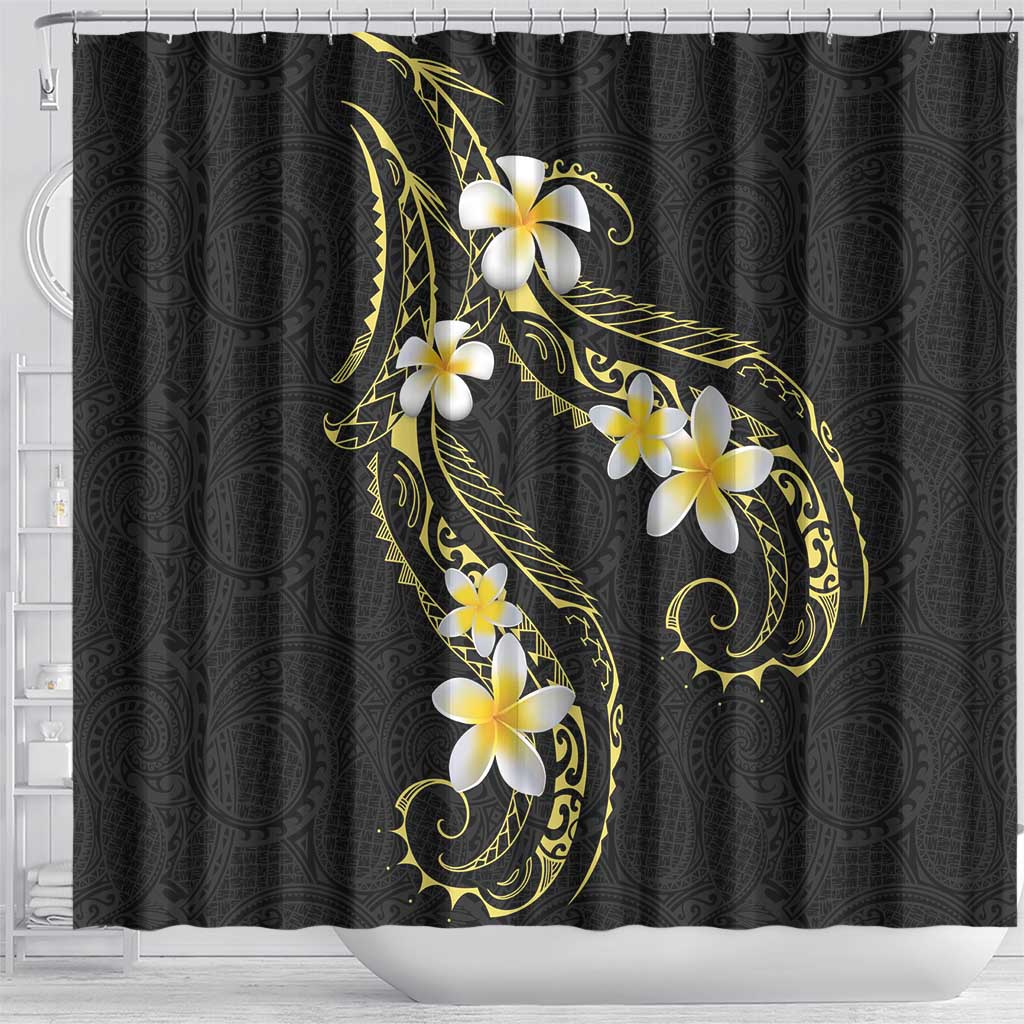 Polynesia Tattoo With Plumeria Shower Curtain Elegant Vibes LT14 - Polynesian Pride