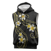 Polynesia Tattoo With Plumeria Sleeveless Hoodie Elegant Vibes LT14 Black - Polynesian Pride