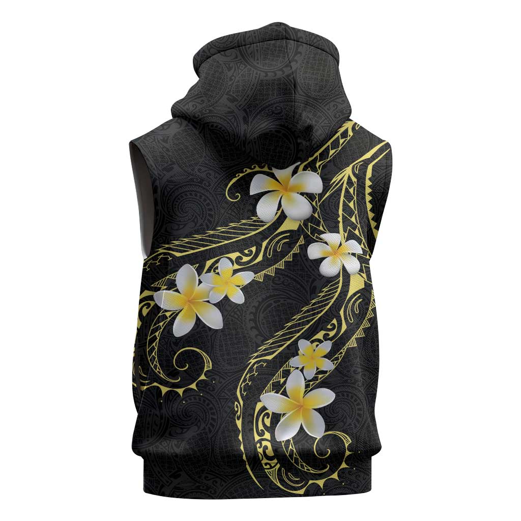 Polynesia Tattoo With Plumeria Sleeveless Hoodie Elegant Vibes LT14 - Polynesian Pride