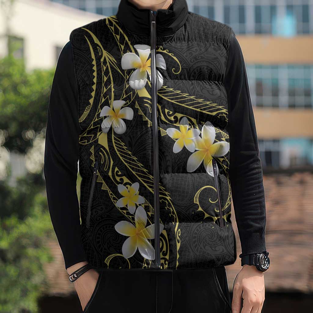 Polynesia Tattoo With Plumeria Sleeveless Puffer Jacket Elegant Vibes LT14 - Polynesian Pride