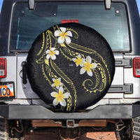 Polynesia Tattoo With Plumeria Spare Tire Cover Elegant Vibes LT14 Black - Polynesian Pride