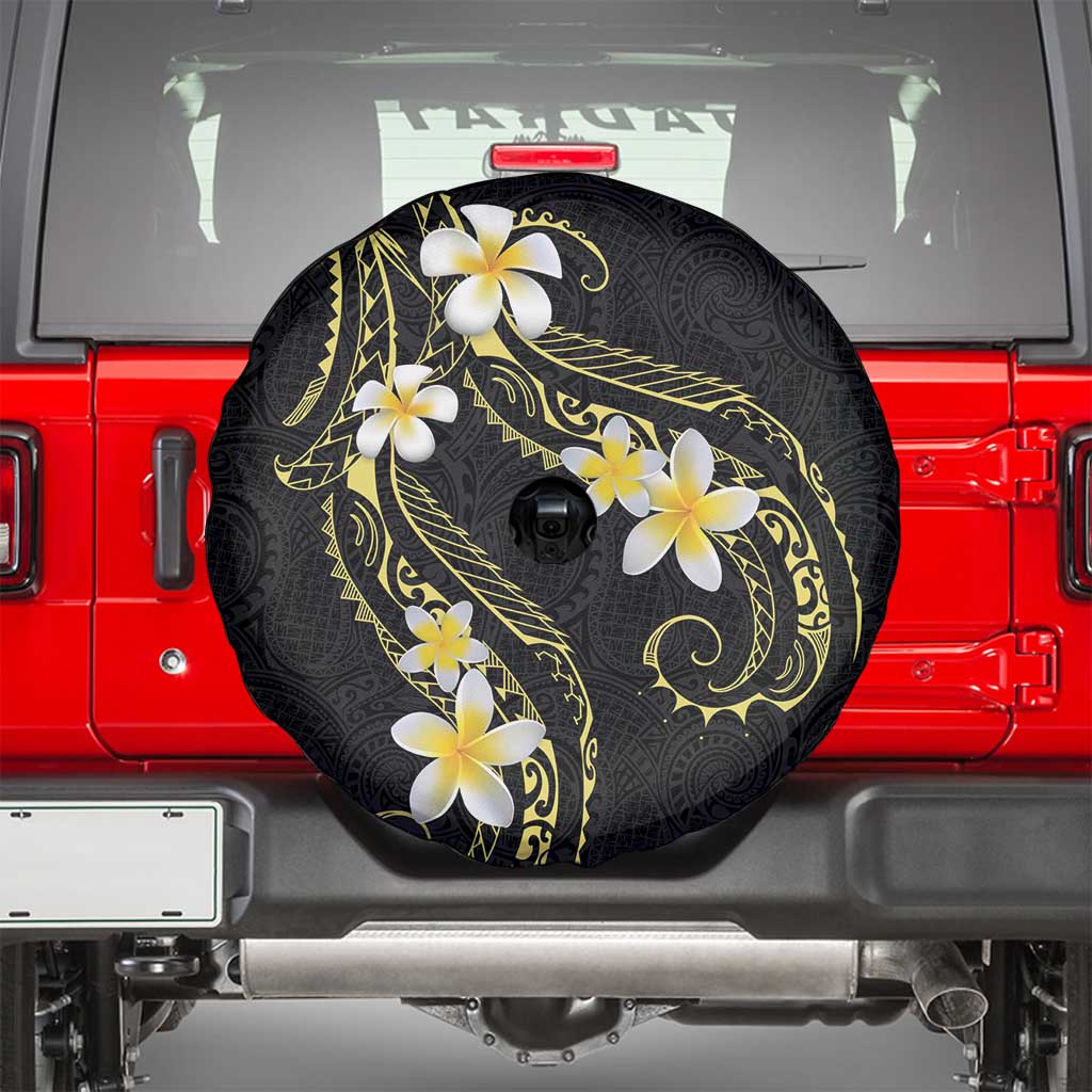 Polynesia Tattoo With Plumeria Spare Tire Cover Elegant Vibes LT14 - Polynesian Pride