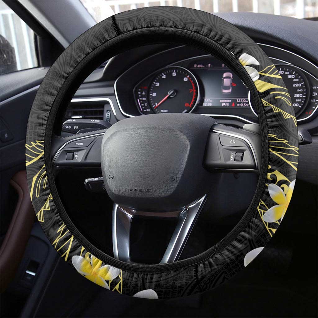 Polynesia Tattoo With Plumeria Steering Wheel Cover Elegant Vibes LT14 - Polynesian Pride