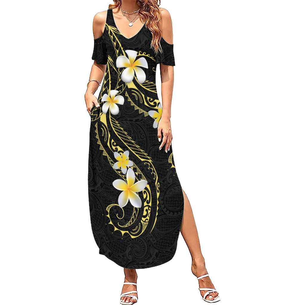 Polynesia Tattoo With Plumeria Summer Maxi Dress Elegant Vibes LT14 Women Black - Polynesian Pride