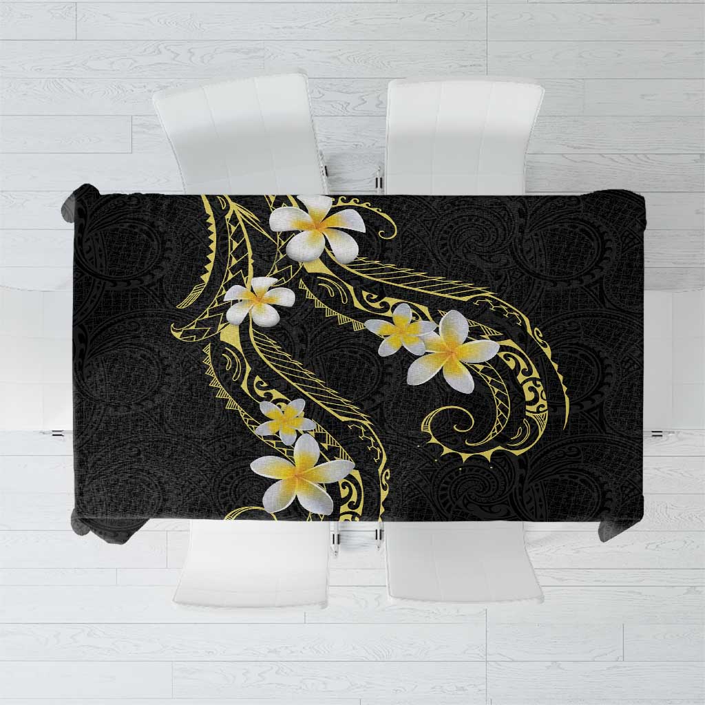 Polynesia Tattoo With Plumeria Tablecloth Elegant Vibes LT14 Black - Polynesian Pride
