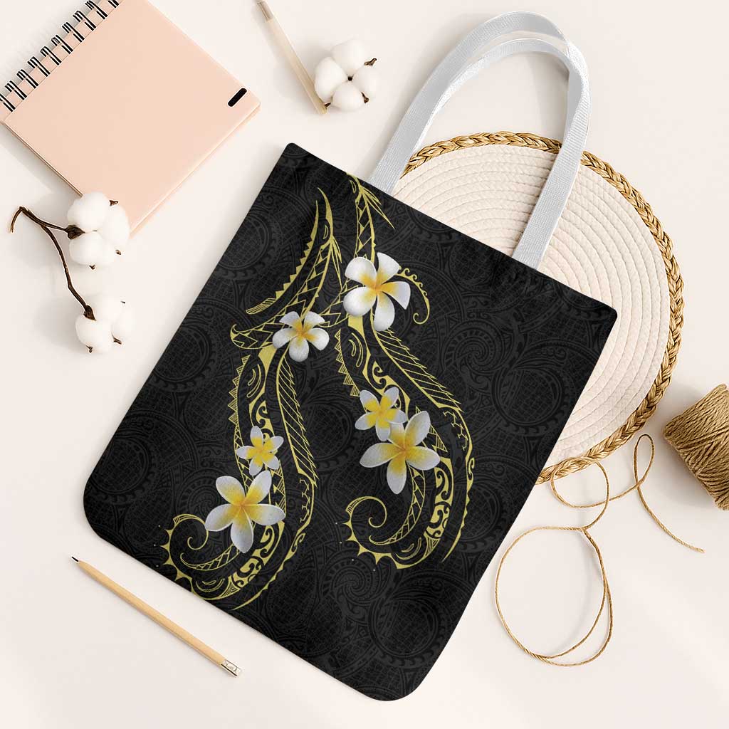 Polynesia Tattoo With Plumeria Tote Bag Elegant Vibes LT14 White Strap One Size Black - Polynesian Pride