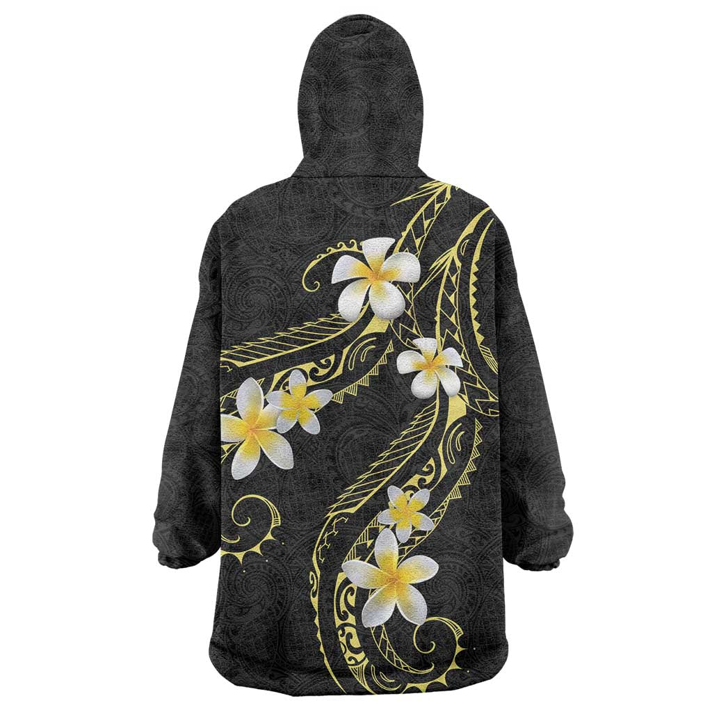 Polynesia Tattoo With Plumeria Wearable Blanket Hoodie Elegant Vibes LT14 - Polynesian Pride