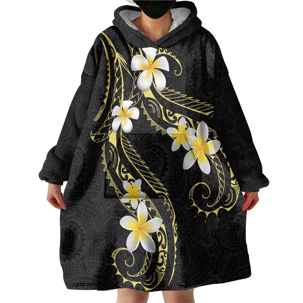 Polynesia Tattoo With Plumeria Wearable Blanket Hoodie Elegant Vibes LT14 - Polynesian Pride