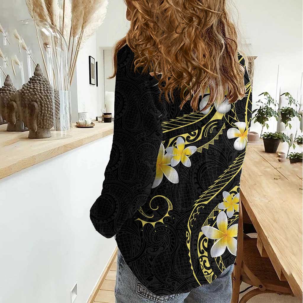 Polynesia Tattoo With Plumeria Women Casual Shirt Elegant Vibes LT14 - Polynesian Pride