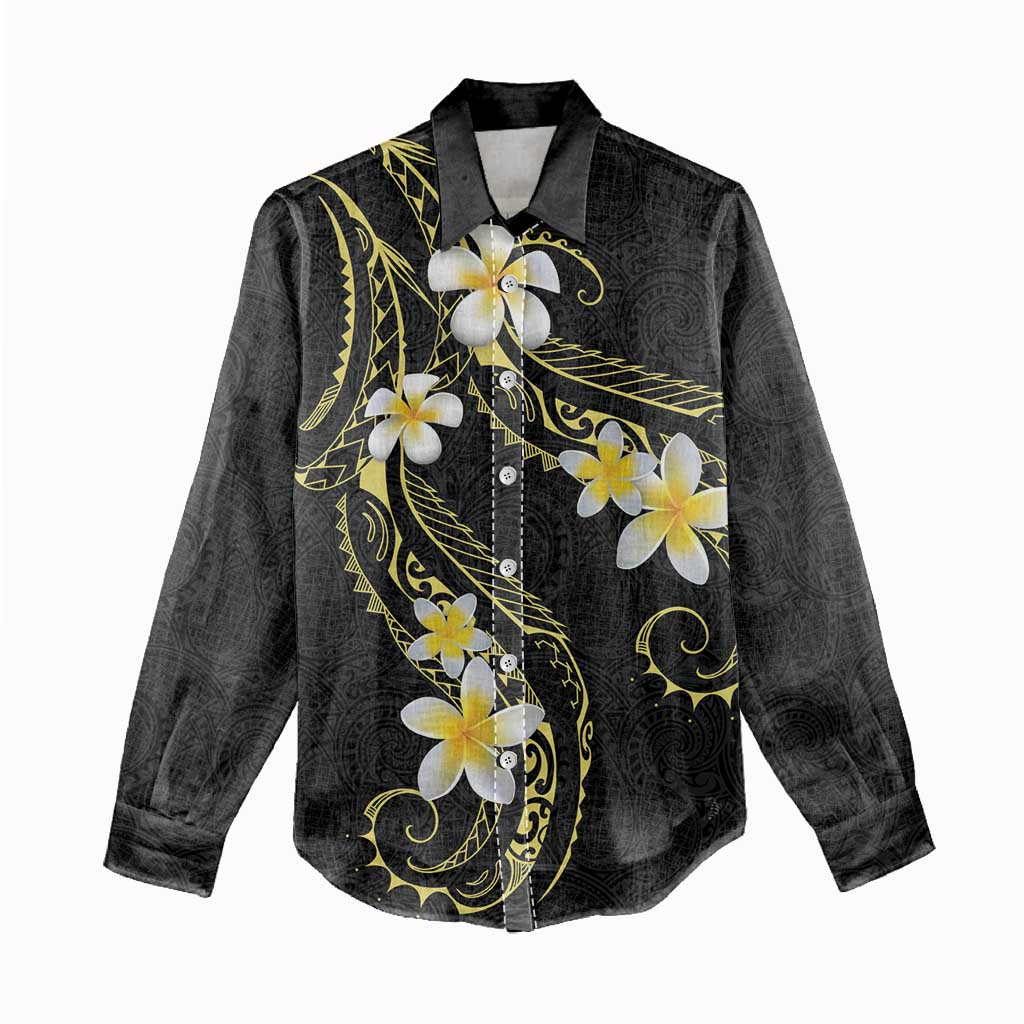 Polynesia Tattoo With Plumeria Women Casual Shirt Elegant Vibes LT14 - Polynesian Pride
