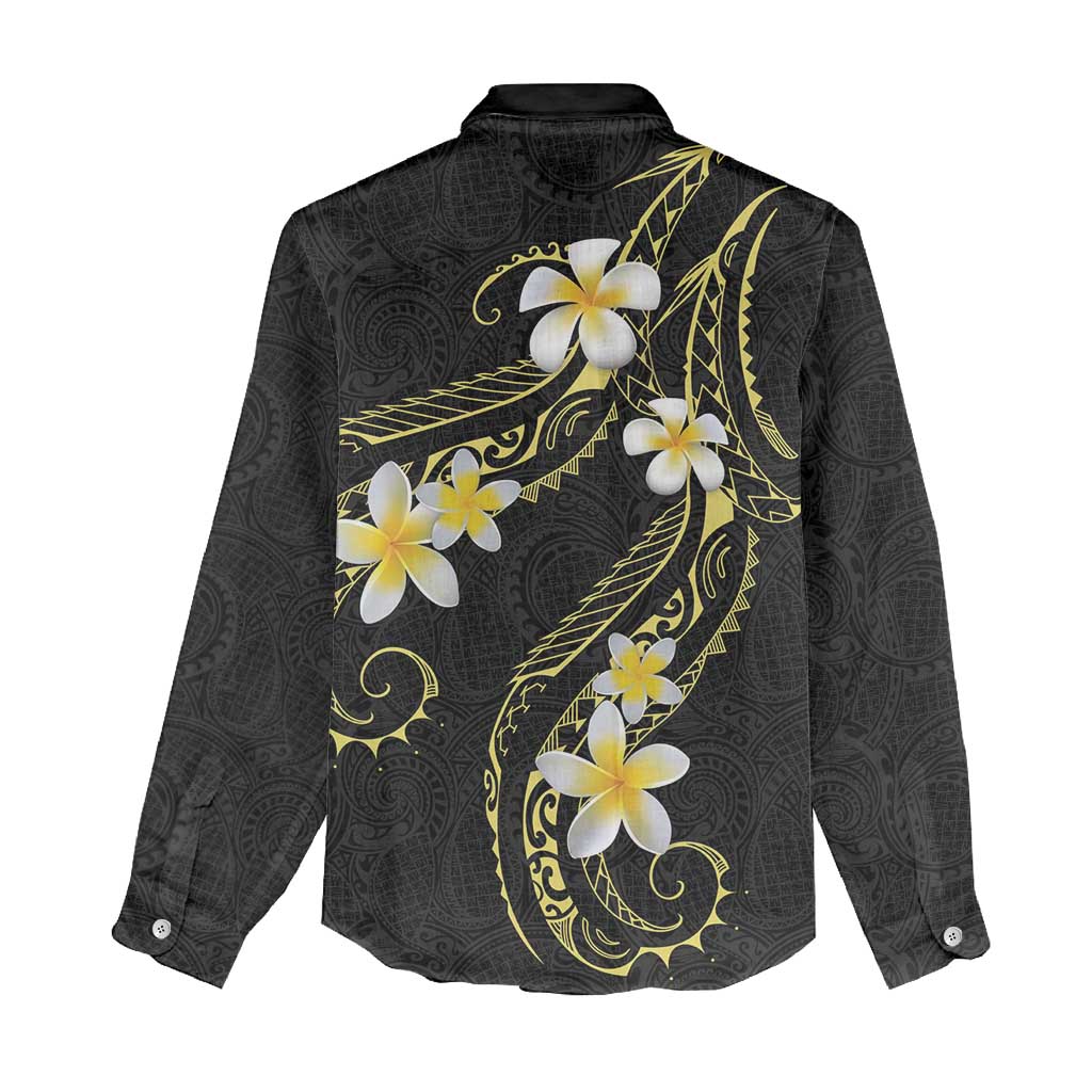 Polynesia Tattoo With Plumeria Women Casual Shirt Elegant Vibes LT14 - Polynesian Pride