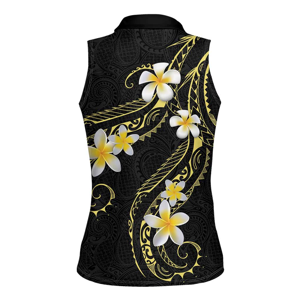Polynesia Tattoo With Plumeria Women Sleeveless Polo Shirt Elegant Vibes LT14 - Polynesian Pride