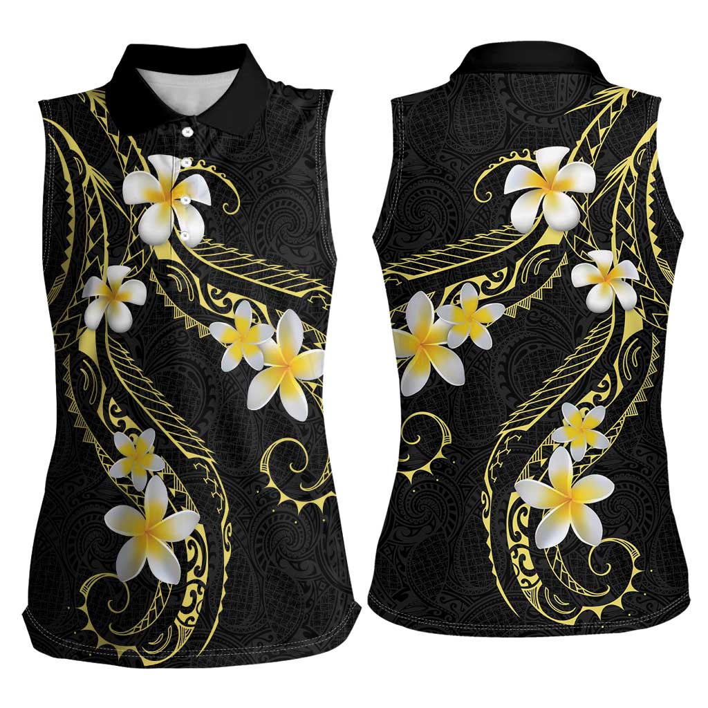 Polynesia Tattoo With Plumeria Women Sleeveless Polo Shirt Elegant Vibes LT14 - Polynesian Pride