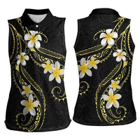 Polynesia Tattoo With Plumeria Women Sleeveless Polo Shirt Elegant Vibes LT14 - Polynesian Pride