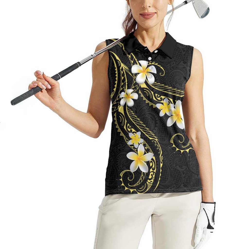 Polynesia Tattoo With Plumeria Women Sleeveless Polo Shirt Elegant Vibes LT14 - Polynesian Pride