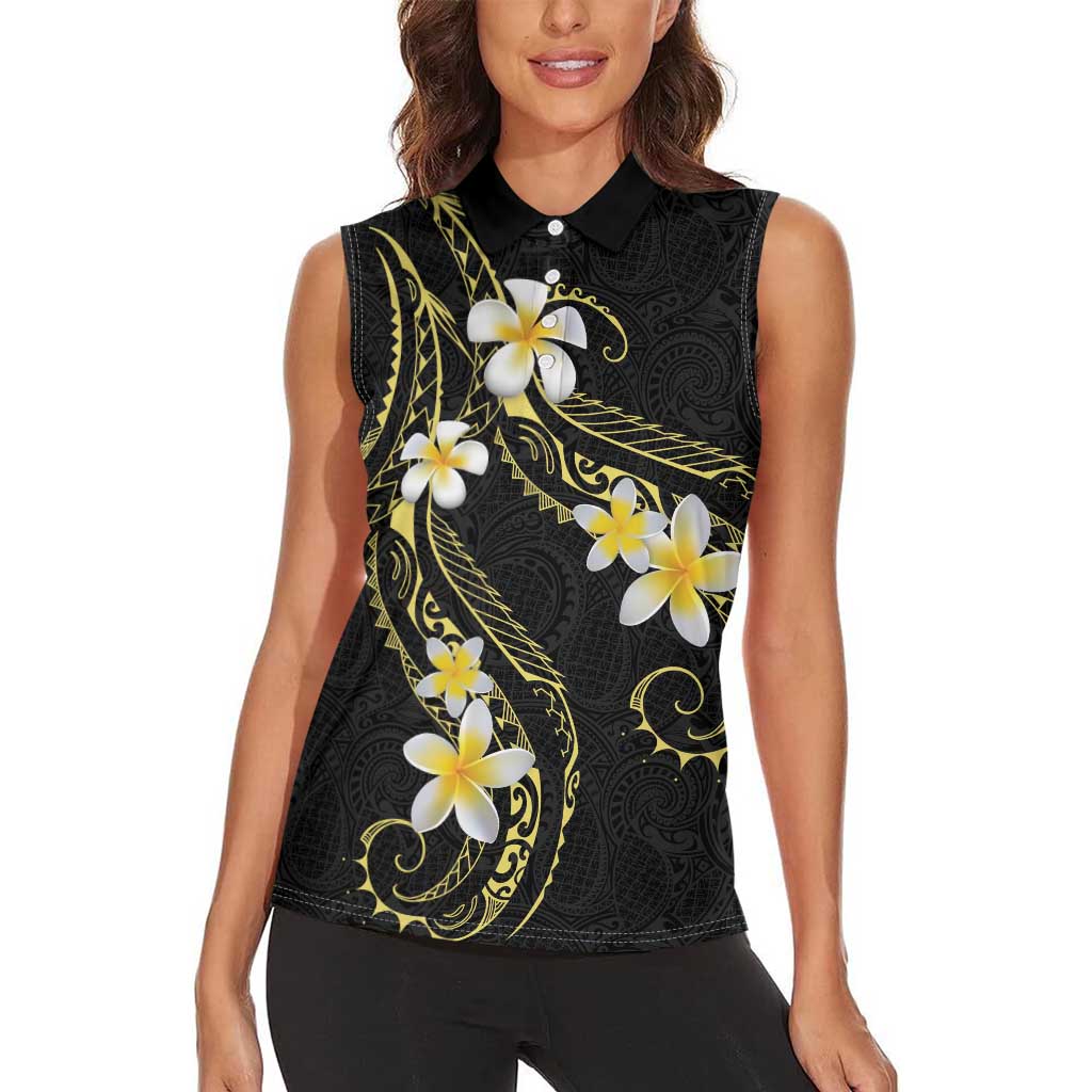Polynesia Tattoo With Plumeria Women Sleeveless Polo Shirt Elegant Vibes LT14 - Polynesian Pride