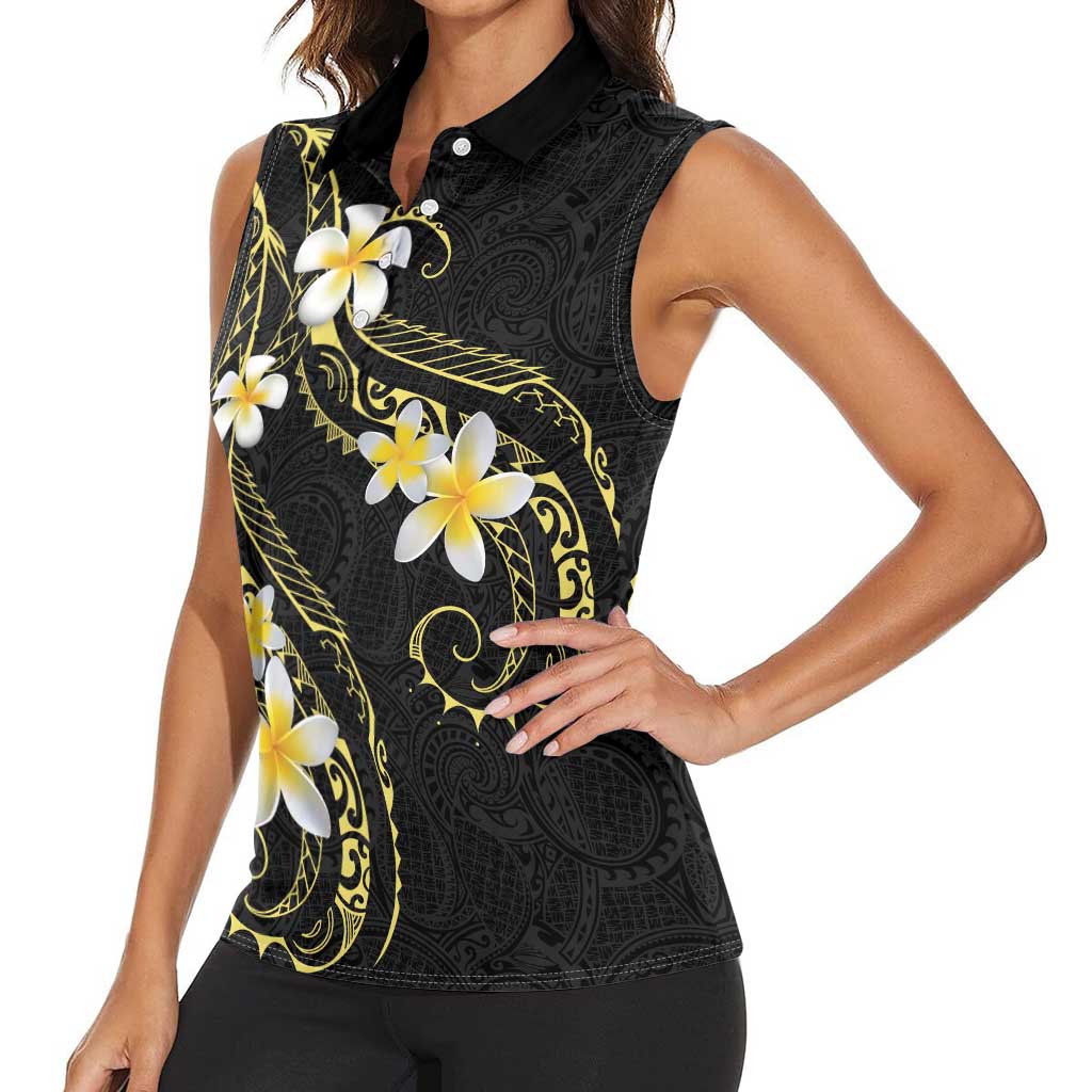 Polynesia Tattoo With Plumeria Women Sleeveless Polo Shirt Elegant Vibes LT14 - Polynesian Pride
