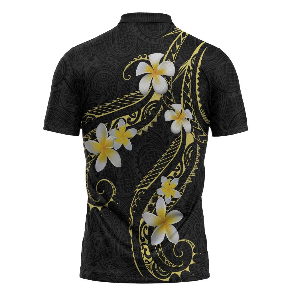Polynesia Tattoo With Plumeria Zipper Polo Shirt Elegant Vibes LT14 - Polynesian Pride