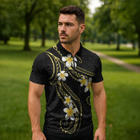 Polynesia Tattoo With Plumeria Zipper Polo Shirt Elegant Vibes LT14 - Polynesian Pride