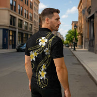 Polynesia Tattoo With Plumeria Zipper Polo Shirt Elegant Vibes LT14 - Polynesian Pride