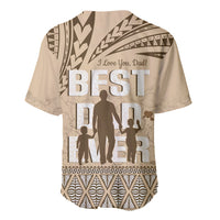 Tonga Father's Day Baseball Jersey Best Dad Ever Tongan Ngatu Pattern - Beige