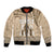 Tonga Father's Day Bomber Jacket Best Dad Ever Tongan Ngatu Pattern - Beige