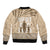 Tonga Father's Day Bomber Jacket Best Dad Ever Tongan Ngatu Pattern - Beige