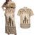 Tonga Father's Day Couples Matching Off Shoulder Maxi Dress and Hawaiian Shirt Best Dad Ever Tongan Ngatu Pattern - Beige