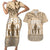 Tonga Father's Day Couples Matching Short Sleeve Bodycon Dress and Hawaiian Shirt Best Dad Ever Tongan Ngatu Pattern - Beige