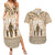 Tonga Father's Day Couples Matching Summer Maxi Dress and Hawaiian Shirt Best Dad Ever Tongan Ngatu Pattern - Beige