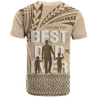 Tonga Father's Day T Shirt Best Dad Ever Tongan Ngatu Pattern - Beige