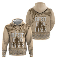 Tonga Father's Day Zip Hoodie Best Dad Ever Tongan Ngatu Pattern - Beige