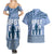 Tonga Father's Day Couples Matching Summer Maxi Dress and Hawaiian Shirt Best Dad Ever Tongan Ngatu Pattern - Blue